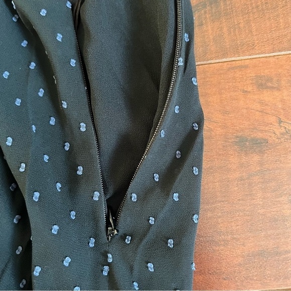 AVEC LES FILLES High Low Tie Neck Midi Dress Black Lapis Dot Size Small - Picture 10 of 15